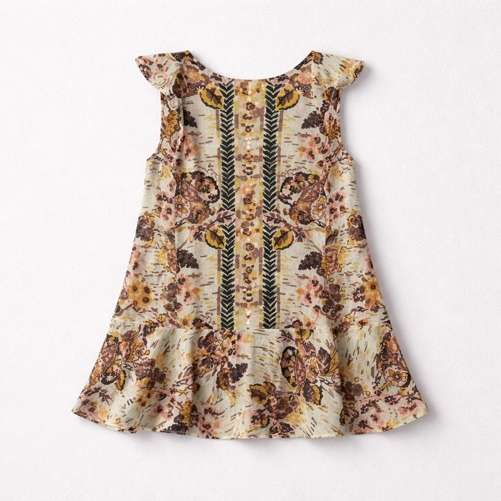 Free People Womens Sleeveless Boho Floral Peplum Top Yellow Pink Size M‎